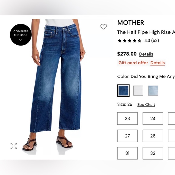 MOTHER Wide Leg Cropped Jeans - Blue - Picture 5 of 13